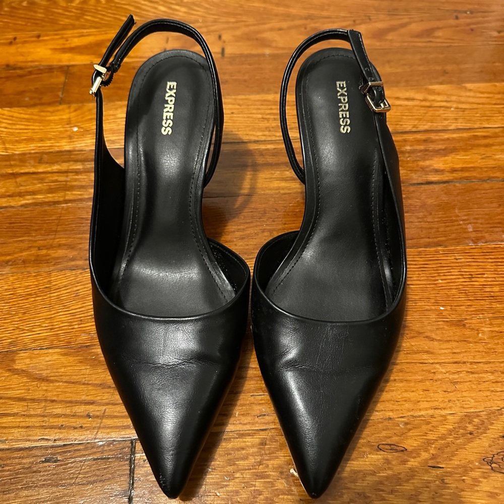 Express Black Slingback Heels